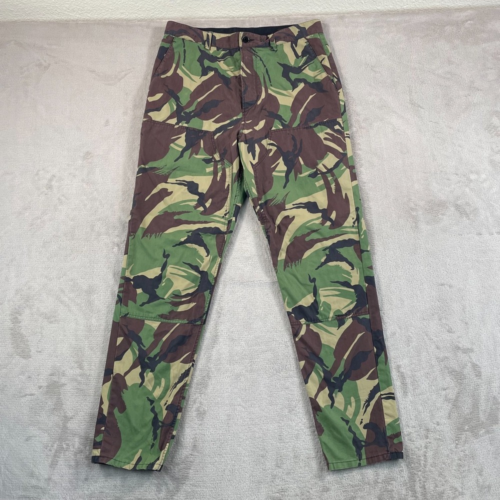 Rag & Bone Double‎ Knee Trouser Pants Men 30x29.5 Multi Camo Tapered Button Fly